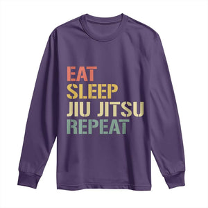 Retro Eat Sleep Jiu Jitsu Repeat Long Sleeve Shirt Vintage JiuJitsu BJJ TS10 Purple Print Your Wear