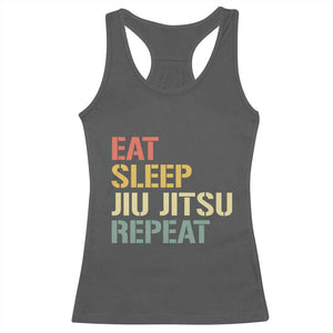 Retro Eat Sleep Jiu Jitsu Repeat Racerback Tank Top Vintage JiuJitsu BJJ TS10 Dark Heather Print Your Wear
