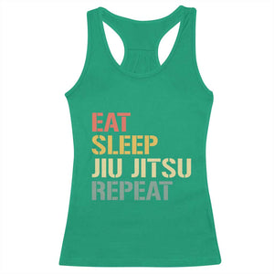 Retro Eat Sleep Jiu Jitsu Repeat Racerback Tank Top Vintage JiuJitsu BJJ TS10 Irish Green Print Your Wear