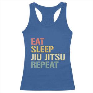 Retro Eat Sleep Jiu Jitsu Repeat Racerback Tank Top Vintage JiuJitsu BJJ TS10 Royal Blue Print Your Wear