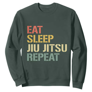Retro Eat Sleep Jiu Jitsu Repeat Sweatshirt Vintage JiuJitsu BJJ TS10 Dark Forest Green Print Your Wear