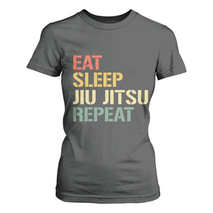 Retro Eat Sleep Jiu Jitsu Repeat T Shirt For Women Vintage JiuJitsu BJJ TS10 Dark Heather Print Your Wear