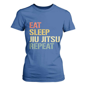 Retro Eat Sleep Jiu Jitsu Repeat T Shirt For Women Vintage JiuJitsu BJJ TS10 Royal Blue Print Your Wear