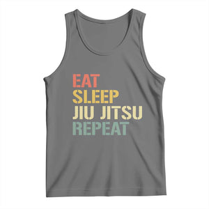 Retro Eat Sleep Jiu Jitsu Repeat Tank Top Vintage JiuJitsu BJJ TS10 Black Heather Print Your Wear