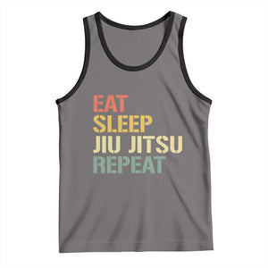 Retro Eat Sleep Jiu Jitsu Repeat Tank Top Vintage JiuJitsu BJJ TS10 Deep Heather Black Print Your Wear