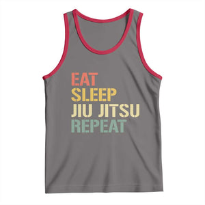 Retro Eat Sleep Jiu Jitsu Repeat Tank Top Vintage JiuJitsu BJJ TS10 Deep Heather Red Print Your Wear
