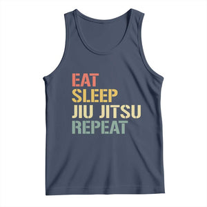 Retro Eat Sleep Jiu Jitsu Repeat Tank Top Vintage JiuJitsu BJJ TS10 Navy Print Your Wear