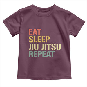 Retro Eat Sleep Jiu Jitsu Repeat Toddler T Shirt Vintage JiuJitsu BJJ TS10 Maroon Print Your Wear