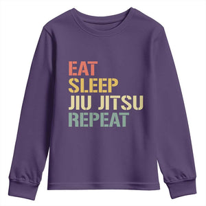 Retro Eat Sleep Jiu Jitsu Repeat Youth Sweatshirt Vintage JiuJitsu BJJ TS10 Purple Print Your Wear