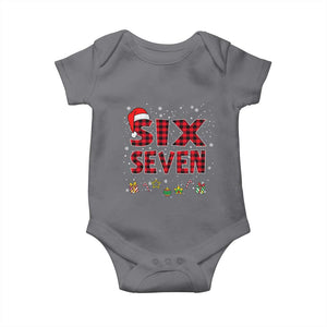 Funny Six Seven Christmas Baby Onesie 67 Meme Gen Alpha Slang Red Plaid Xmas Pajamas TS10 Charcoal Print Your Wear