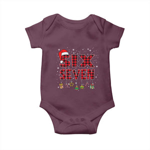 Funny Six Seven Christmas Baby Onesie 67 Meme Gen Alpha Slang Red Plaid Xmas Pajamas TS10 Maroon Print Your Wear