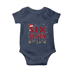 Funny Six Seven Christmas Baby Onesie 67 Meme Gen Alpha Slang Red Plaid Xmas Pajamas TS10 Navy Print Your Wear