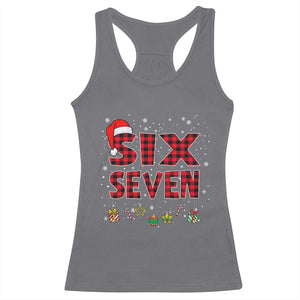 Funny Six Seven Christmas Racerback Tank Top 67 Meme Gen Alpha Slang Red Plaid Xmas Pajamas TS10 Charcoal Print Your Wear