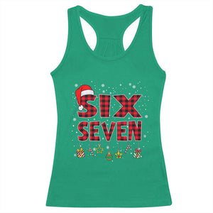 Funny Six Seven Christmas Racerback Tank Top 67 Meme Gen Alpha Slang Red Plaid Xmas Pajamas TS10 Irish Green Print Your Wear