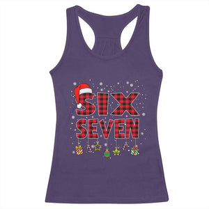 Funny Six Seven Christmas Racerback Tank Top 67 Meme Gen Alpha Slang Red Plaid Xmas Pajamas TS10 Purple Print Your Wear