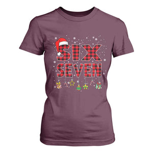 Funny Six Seven Christmas T Shirt For Women 67 Meme Gen Alpha Slang Red Plaid Xmas Pajamas TS10 Maroon Print Your Wear