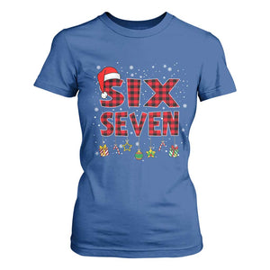 Funny Six Seven Christmas T Shirt For Women 67 Meme Gen Alpha Slang Red Plaid Xmas Pajamas TS10 Royal Blue Print Your Wear