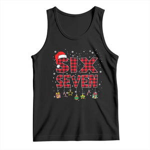 Funny Six Seven Christmas Tank Top 67 Meme Gen Alpha Slang Red Plaid Xmas Pajamas TS10 Black Print Your Wear