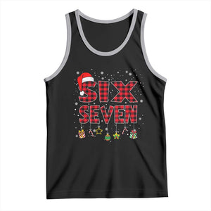 Funny Six Seven Christmas Tank Top 67 Meme Gen Alpha Slang Red Plaid Xmas Pajamas TS10 Black Athletic Heather Print Your Wear
