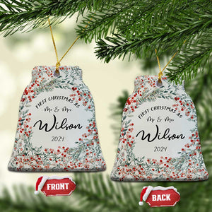 Personalised First Xmas as Mr & Mrs Christmas Ornament Custom Name Wedding Gifts for Newlywed Couple TS10 Bell Flake White Print Your Wear