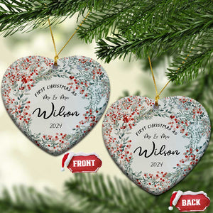 Personalised First Xmas as Mr & Mrs Christmas Ornament Custom Name Wedding Gifts for Newlywed Couple TS10 Heart White Print Your Wear