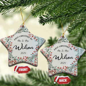 Personalised First Xmas as Mr & Mrs Christmas Ornament Custom Name Wedding Gifts for Newlywed Couple TS10 Star White Print Your Wear