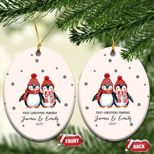 Personalised First Xmas Married Christmas Ornament Custom Name 2024 Keepsake Wedding Gifts for Couple Her or Him TS10 Oval Cream Print Your Wear