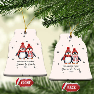 Personalised First Xmas Married Christmas Ornament Custom Name 2024 Keepsake Wedding Gifts for Couple Her or Him TS10 Bell Flake Cream Print Your Wear