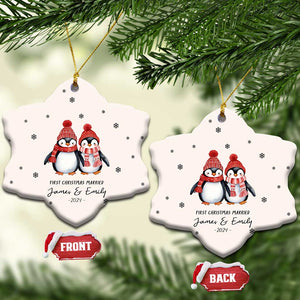 Personalised First Xmas Married Christmas Ornament Custom Name 2024 Keepsake Wedding Gifts for Couple Her or Him TS10 Snow Flake Cream Print Your Wear