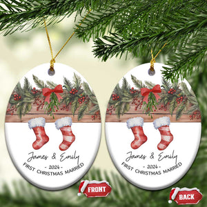 Personalised First Xmas Married Christmas Ornament Custom Name Wedding Gifts for Newlywed Couple Mr & Mrs TS10 Oval White Print Your Wear