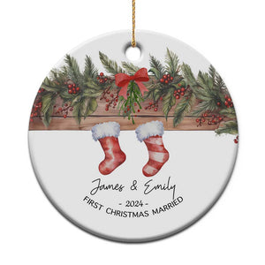 Personalised First Xmas Married Christmas Ornament Custom Name Wedding Gifts for Newlywed Couple Mr & Mrs TS10 Print Your Wear