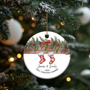 Personalised First Xmas Married Christmas Ornament Custom Name Wedding Gifts for Newlywed Couple Mr & Mrs TS10 Print Your Wear