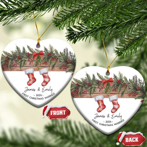 Personalised First Xmas Married Christmas Ornament Custom Name Wedding Gifts for Newlywed Couple Mr & Mrs TS10 Heart White Print Your Wear