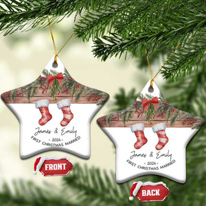 Personalised First Xmas Married Christmas Ornament Custom Name Wedding Gifts for Newlywed Couple Mr & Mrs TS10 Star White Print Your Wear