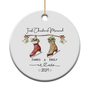 Personalised First Xmas Married Christmas Ornament Custom Name Mr & Mrs Wedding Gifts for Newlywed Couple TS10 Print Your Wear