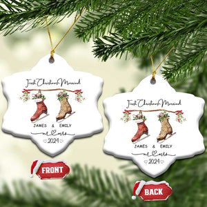 Personalised First Xmas Married Christmas Ornament Custom Name Mr & Mrs Wedding Gifts for Newlywed Couple TS10 Snow Flake White Print Your Wear