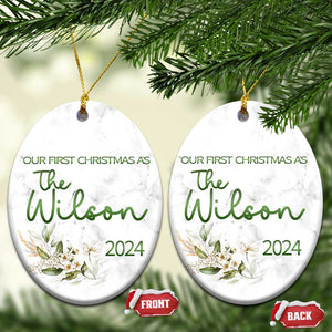 Personalised First Xmas Married Christmas Ornament Custom Name 2024 Keepsake Wedding Gifts for Newlywed Couple TS10 Oval Marble Print Your Wear
