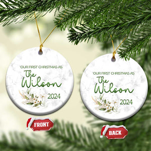 Personalised First Xmas Married Christmas Ornament Custom Name 2024 Keepsake Wedding Gifts for Newlywed Couple TS10 Circle Marble Print Your Wear