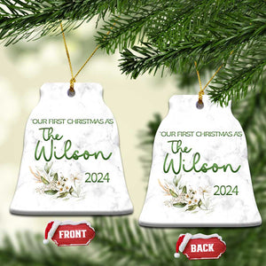 Personalised First Xmas Married Christmas Ornament Custom Name 2024 Keepsake Wedding Gifts for Newlywed Couple TS10 Bell Flake Marble Print Your Wear