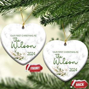 Personalised First Xmas Married Christmas Ornament Custom Name 2024 Keepsake Wedding Gifts for Newlywed Couple TS10 Heart Marble Print Your Wear
