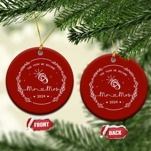 First Xmas as Mr & Mrs Christmas Ornament 2024 Keepsake Wedding Gifts for Couple TS10 Circle Red Print Your Wear