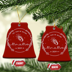 First Xmas as Mr & Mrs Christmas Ornament 2024 Keepsake Wedding Gifts for Couple TS10 Bell Flake Red Print Your Wear