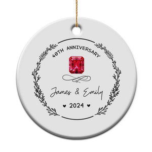 Personalised 40th Wedding Anniversary Christmas Ornament Custom Name Ruby 40 Years of Marriage TS10 Print Your Wear