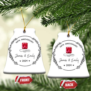 Personalised 40th Wedding Anniversary Christmas Ornament Custom Name Ruby 40 Years of Marriage TS10 Bell Flake White Print Your Wear