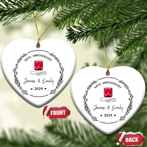 Personalised 40th Wedding Anniversary Christmas Ornament Custom Name Ruby 40 Years of Marriage TS10 Heart White Print Your Wear