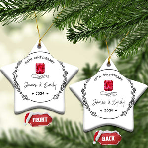 Personalised 40th Wedding Anniversary Christmas Ornament Custom Name Ruby 40 Years of Marriage TS10 Star White Print Your Wear