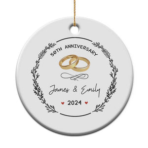 Personalised 50th Wedding Anniversary Christmas Ornament Custom Name Gold 50 Years of Marriage TS10 Print Your Wear