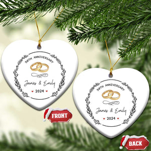 Personalised 50th Wedding Anniversary Christmas Ornament Custom Name Gold 50 Years of Marriage TS10 Heart White Print Your Wear