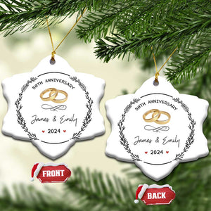 Personalised 50th Wedding Anniversary Christmas Ornament Custom Name Gold 50 Years of Marriage TS10 Snow Flake White Print Your Wear