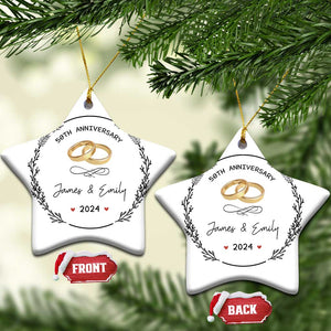 Personalised 50th Wedding Anniversary Christmas Ornament Custom Name Gold 50 Years of Marriage TS10 Star White Print Your Wear